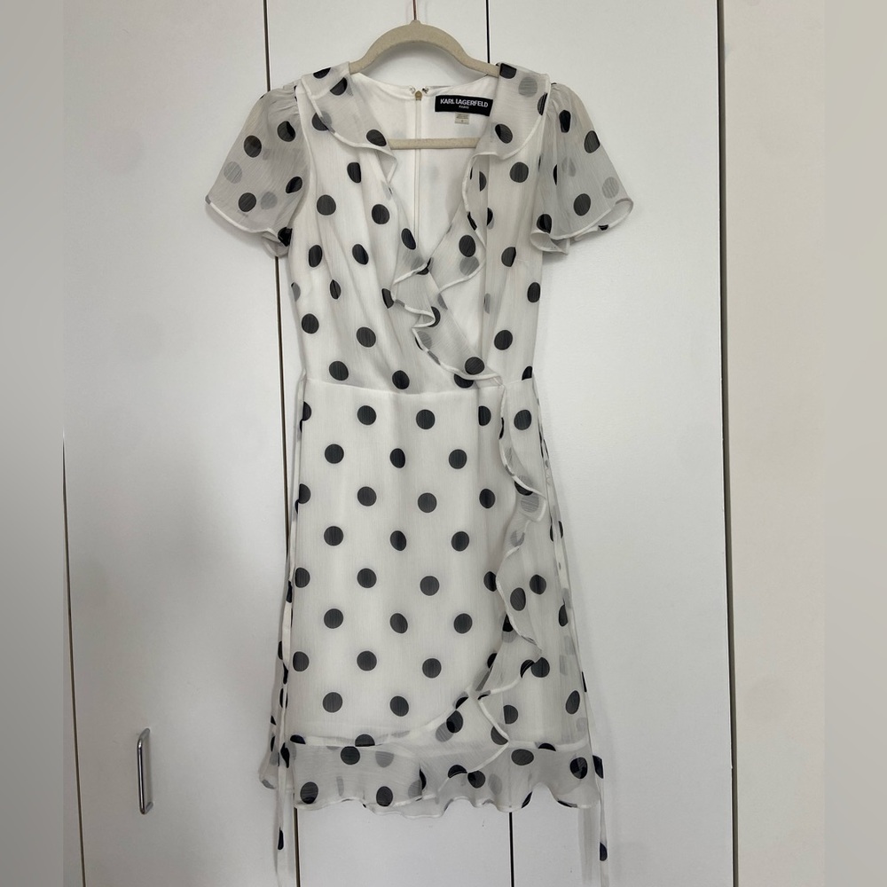 Karl Lagerfeld Black and White Polka Dot Dress